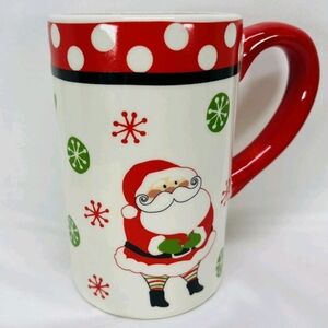 Festive Santa Claus Ceramic Mug - Red and Green